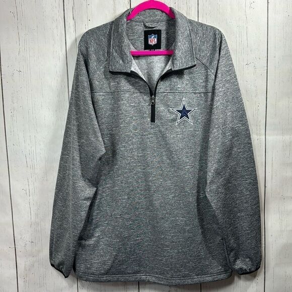 NFL Authentic Dallas Cowboys Mens Pullover Quarter Zip Fleece Lined Pockets XXL - Picture 1 of 16